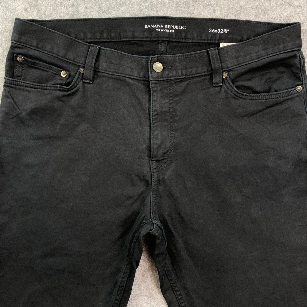 Banana Republic Mens Traveler Jeans 36x32 Black Dark Wash Stretch Slim Fit Pants